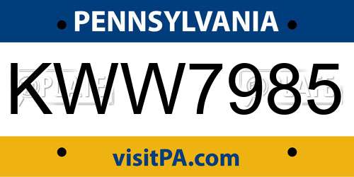 KWW7985 Pennsylvania License Plate