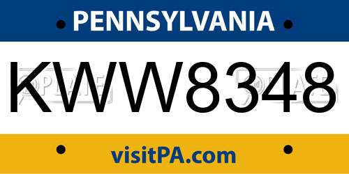KWW8348 Pennsylvania License Plate
