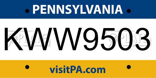KWW9503 Pennsylvania License Plate