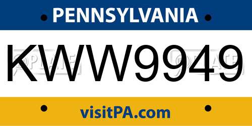 KWW9949 Pennsylvania License Plate