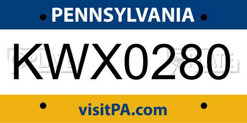 KWX0280 Pennsylvania License Plate
