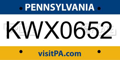 KWX0652 Pennsylvania License Plate