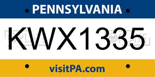 KWX1335 Pennsylvania License Plate