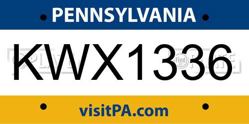 KWX1336 Pennsylvania License Plate