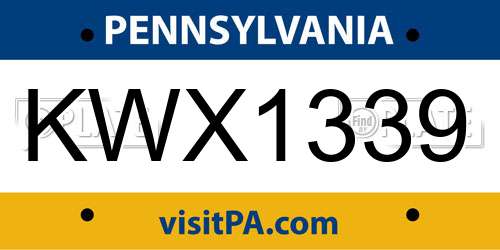 KWX1339 Pennsylvania License Plate