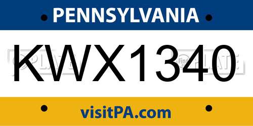 KWX1340 Pennsylvania License Plate