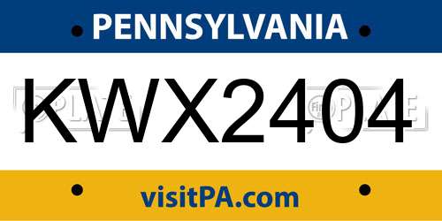 KWX2404 Pennsylvania License Plate