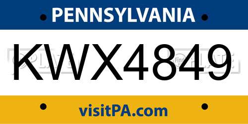 KWX4849 Pennsylvania License Plate