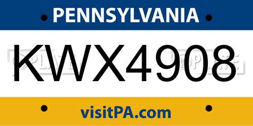 KWX4908 Pennsylvania License Plate