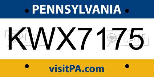 KWX7175 Pennsylvania License Plate