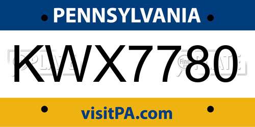 KWX7780 Pennsylvania License Plate