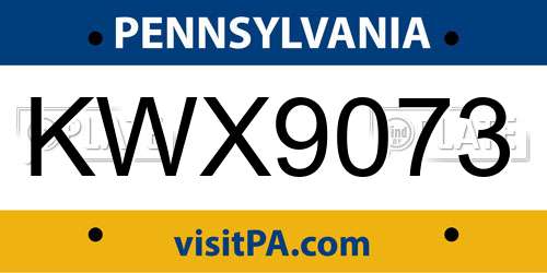 KWX9073 Pennsylvania License Plate