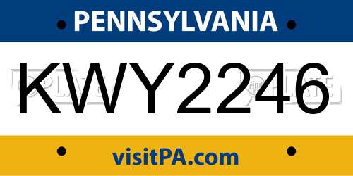 KWY2246 Pennsylvania License Plate