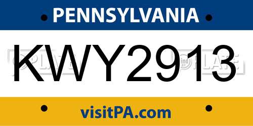 KWY2913 Pennsylvania License Plate