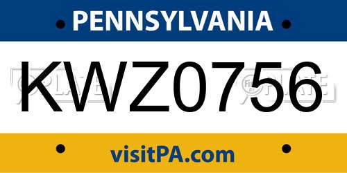 KWZ0756 Pennsylvania License Plate