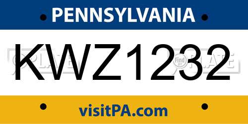 KWZ1232 Pennsylvania License Plate