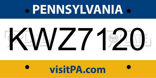 KWZ7120 Pennsylvania License Plate