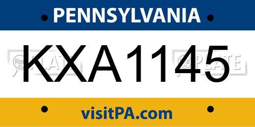 KXA1145 Pennsylvania License Plate