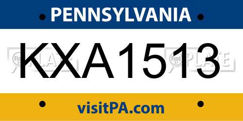 KXA1513 Pennsylvania License Plate
