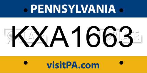 KXA1663 Pennsylvania License Plate