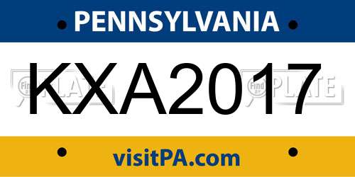 KXA2017 Pennsylvania License Plate