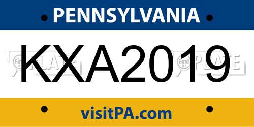 KXA2019 Pennsylvania License Plate