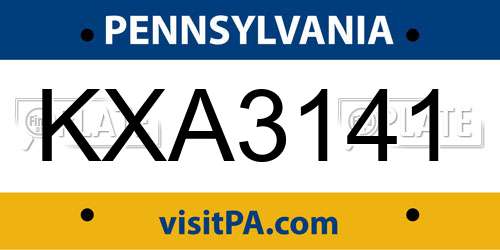 KXA3141 Pennsylvania License Plate