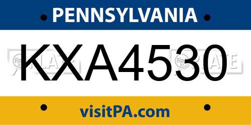KXA4530 Pennsylvania License Plate