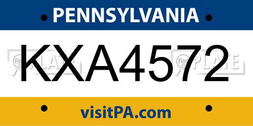 KXA4572 Pennsylvania License Plate