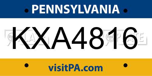 KXA4816 Pennsylvania License Plate