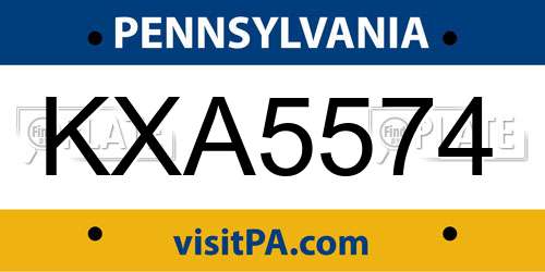 KXA5574 Pennsylvania License Plate
