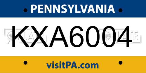 KXA6004 Pennsylvania License Plate
