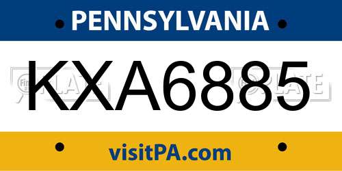 KXA6885 Pennsylvania License Plate