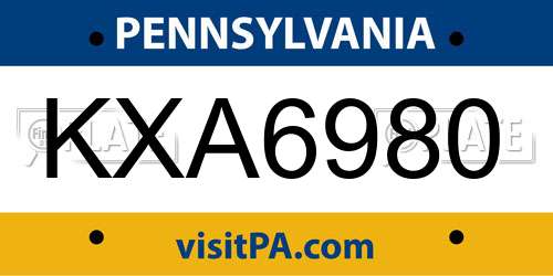 KXA6980 Pennsylvania License Plate