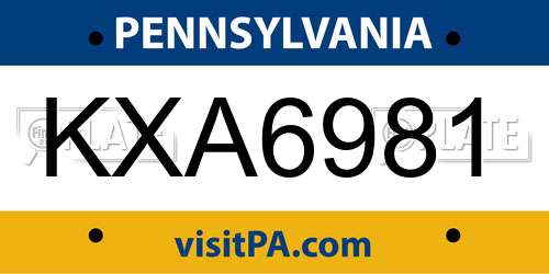 KXA6981 Pennsylvania License Plate