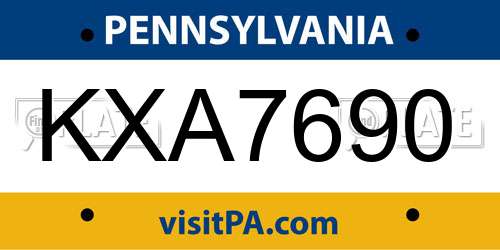 KXA7690 Pennsylvania License Plate