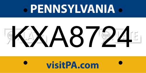 KXA8724 Pennsylvania License Plate