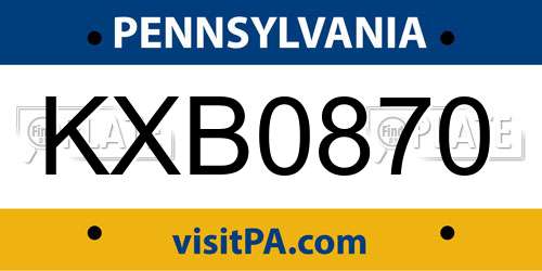 KXB0870 Pennsylvania License Plate