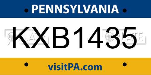 KXB1435 Pennsylvania License Plate