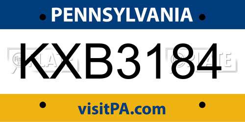 KXB3184 Pennsylvania License Plate