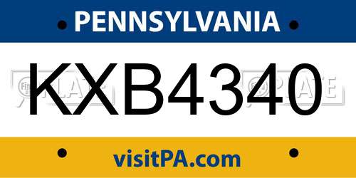 KXB4340 Pennsylvania License Plate
