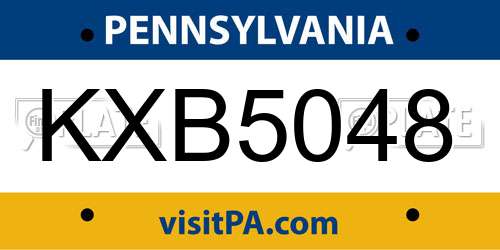 KXB5048 Pennsylvania License Plate