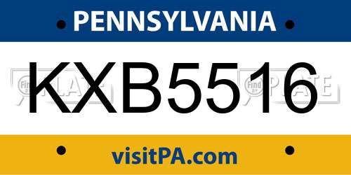 KXB5516 Pennsylvania License Plate