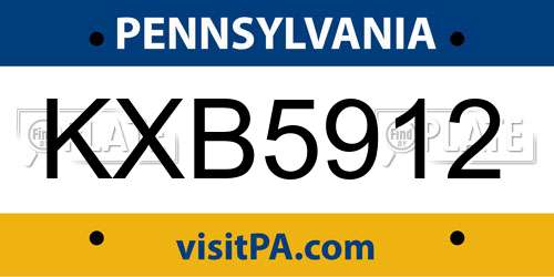 KXB5912 Pennsylvania License Plate