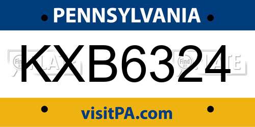 KXB6324 Pennsylvania License Plate