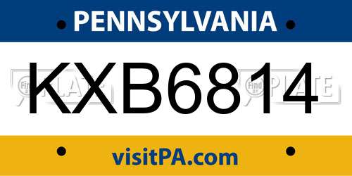 KXB6814 Pennsylvania License Plate