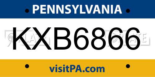 KXB6866 Pennsylvania License Plate
