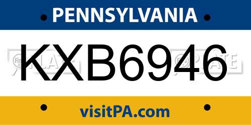 KXB6946 Pennsylvania License Plate