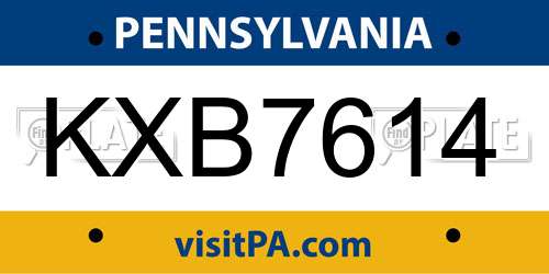 KXB7614 Pennsylvania License Plate
