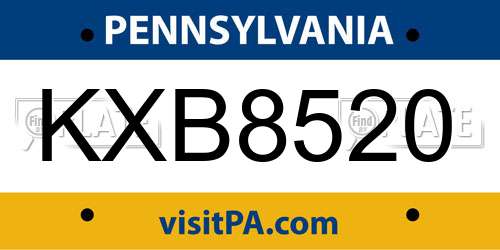 KXB8520 Pennsylvania License Plate